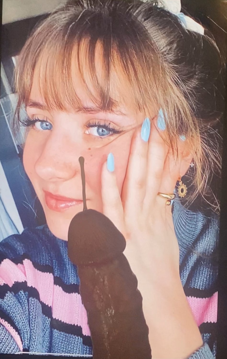 French slut gets cum shot in her pretty face. Cum tribute #oHBVM057